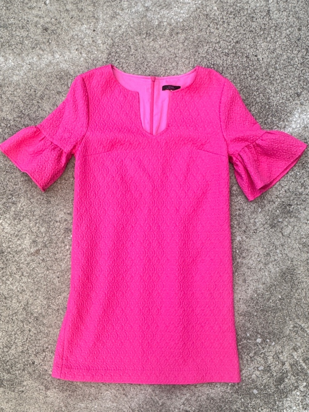 (6/8) trina TRINA TURK PINK LAGUNA SHORT RUFFLE SLEEVE DRESS FLORAL TEXTURE
